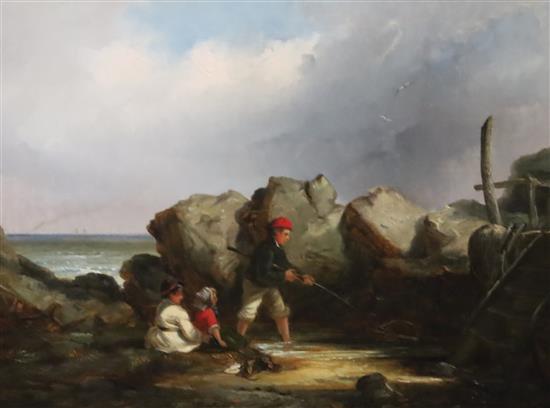 Thomas Smythe (1825-1906) Catching crabs 11.5 x 15.5in.